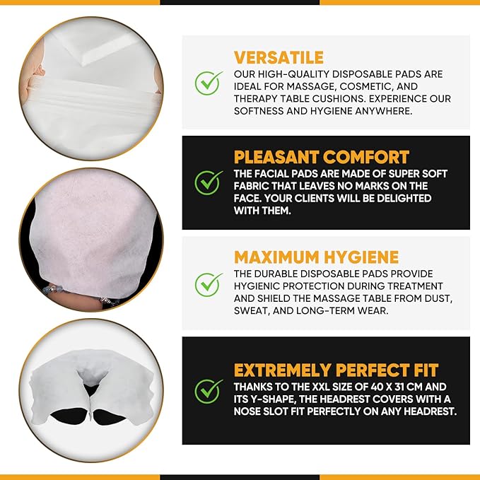 50 Pcs Disposable Face Cradle Covers for Massage Table - Size XXL - Massage Therapy Supplies, Soft and Durable, Covers for Massage Table, Spa, Hygienic and Comfortable for Clients