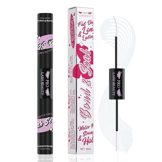 Lash Bond and Seal Cluster Lash Glue & Seal Waterproof Cluster Lash Glue for DIY Eyelash Extensions Waterproof Strong Hold (10ml, Clear Bond & Seal)