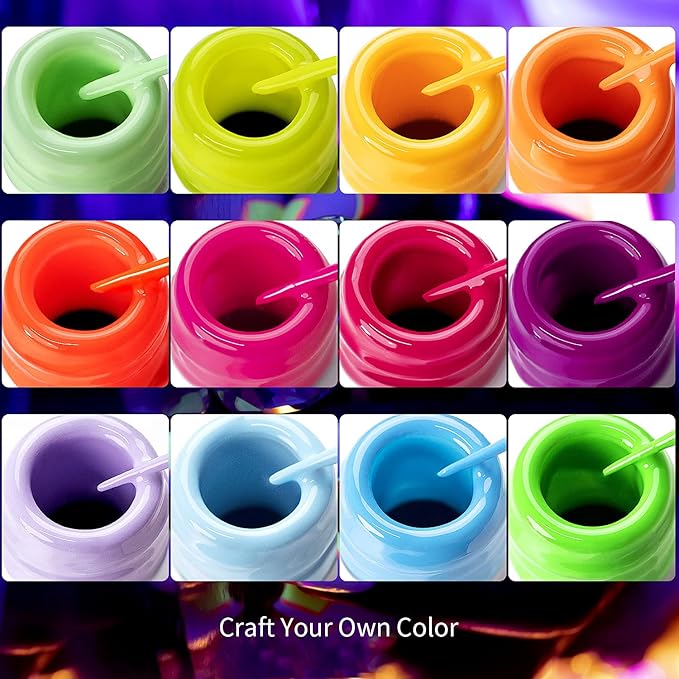 RARJSM Nail Art Gel Set, Glow In The Dark Gel Liner Nail Art Polish Luminous Gel Design Nail Polish Neon Fluorescent Drawing Painting Nail Art Polish