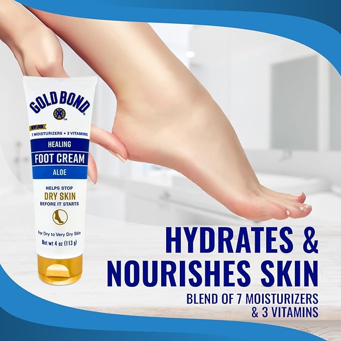 Gold Bond Ultimate Healing Foot Cream, 4 oz, 2 Pack - Effective Foot Cream for Dry Cracked Heels and Feet, Bundled Soft and Silky Socks