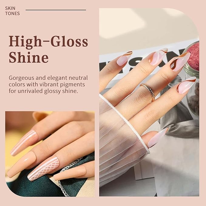 JR 9pcs 15ml gel nail polish set Including Red Pink Nude Gel Polish Kit UV LED Soak Off Polish Home DIY Gift B