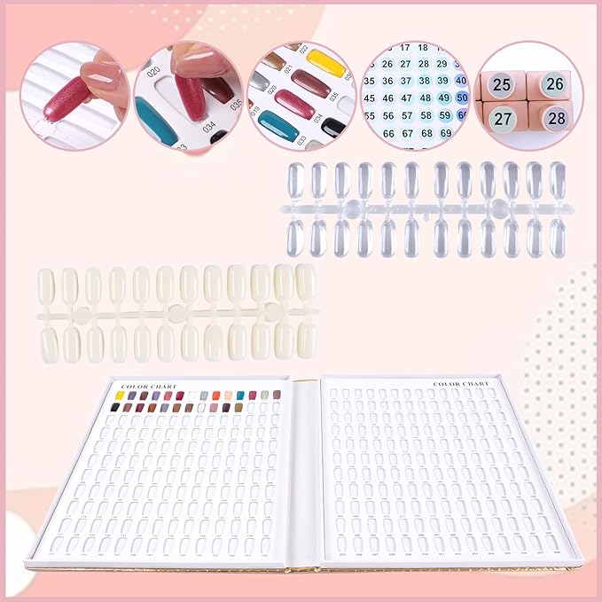 308 Colors Nail Swatches Book with 480 Nail Tips Nail Colors Book Professional Nail Display Chart Nail Gel Polish Practice Display Card Book for Nail Polish UV Gel,Nails Art Design