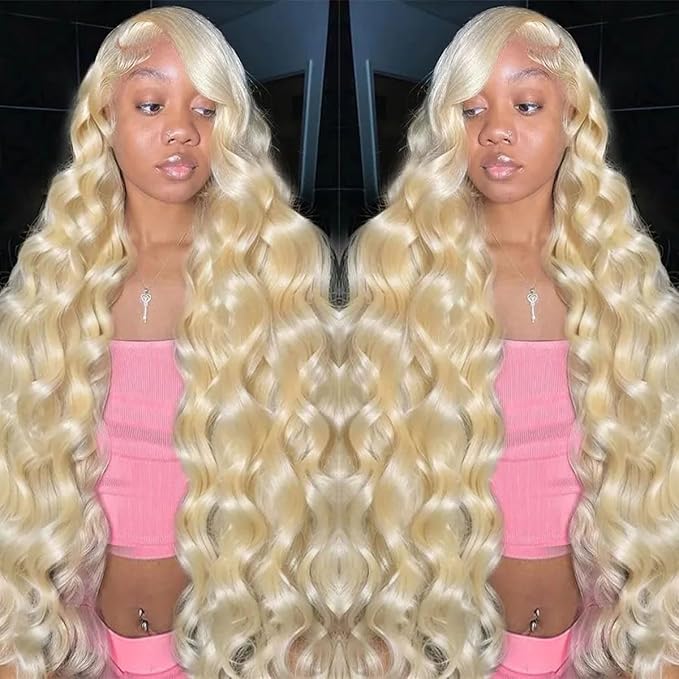 30 Inch 613 Lace Front Wig Human Hair 200 Density 13x4 Blonde Wig Human Hair Body Wave Lace Front Wigs Human Hair HD Transparent Lace Frontal Wigs Human Hair Pre Plucked Colored Wigs for Women