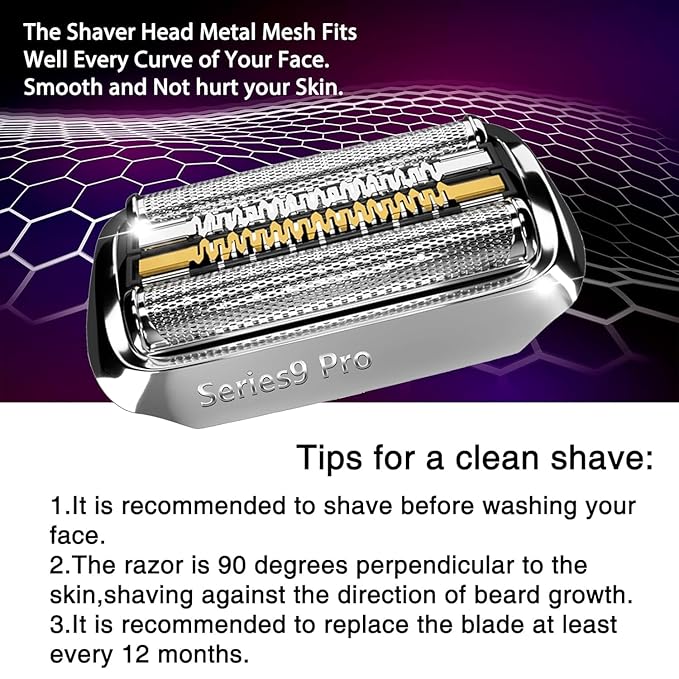 Series 9 Shaver Head Replacement Part 94M Compatible with Braun S9 Pro Replacement Heads,94M Blades for Braun Series 9 Electric Razors 9290cc,9370cc,9376cc,9293s,9260s,9295cc,9390cc,9330s