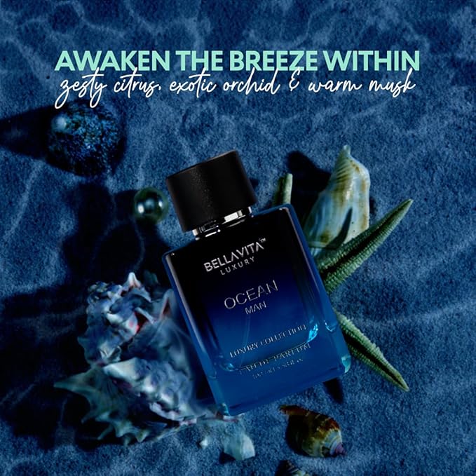 OCEAN Eau De Parfum for Men (3.48 fl. oz.) | Aquatic Perfume for Men | Notes: Aqueous, Fresh, Orchid, Floral | Family: Citrus, Marine, Woody | Vegan & cruelty free
