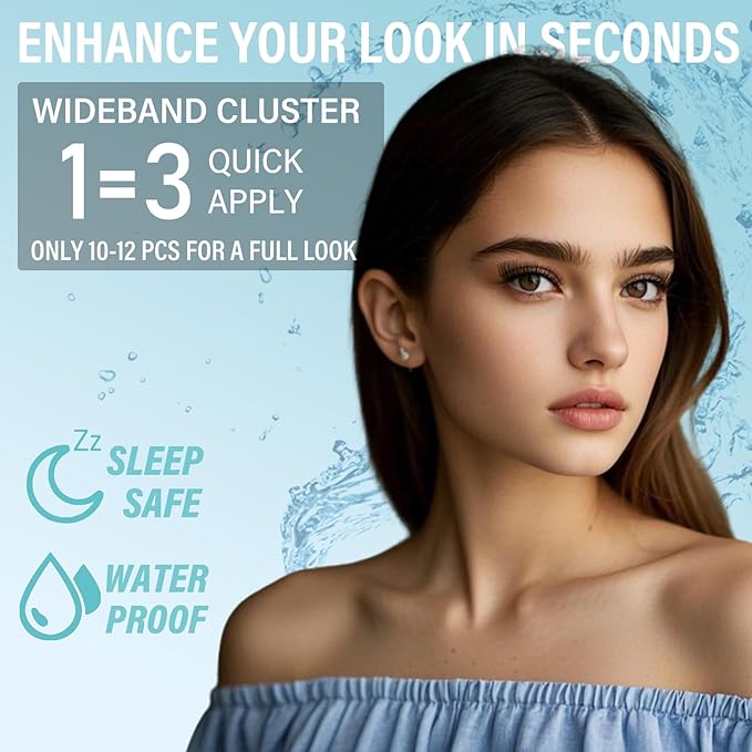 FluffDuo.03 EyeLash Clusters Kit 3D Volume 8-16mm D Curl - DIY Cat Eye Volume Look Eyelash Extensions Kit Ultra-Soft Fluffy Lashes Individual Fake Eyelashes Clusters Kit WideSpan Invisible Lash Band