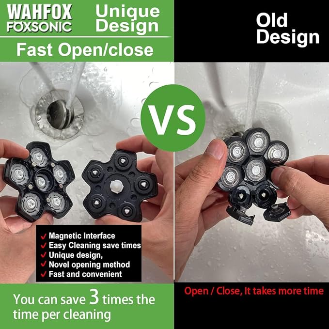 6 Blades Universal Magnetic Shaver Blades for Head Shaver and Other Brands Head Shaver