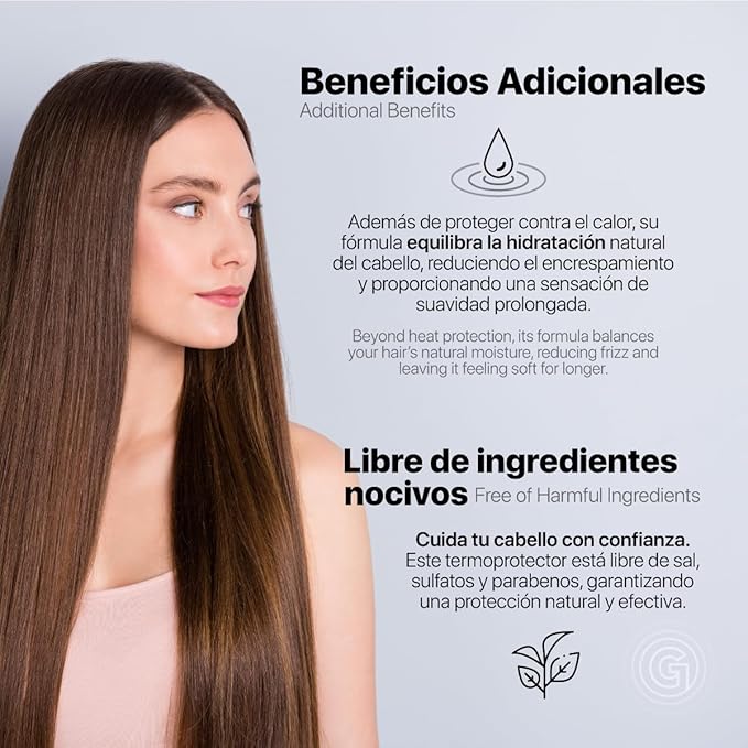 Be Natural Lisso Keratina Termoprotector Alisante (1 Pack) – Protege y Cuida Tu Cabello con Keratina y Acabado Suave