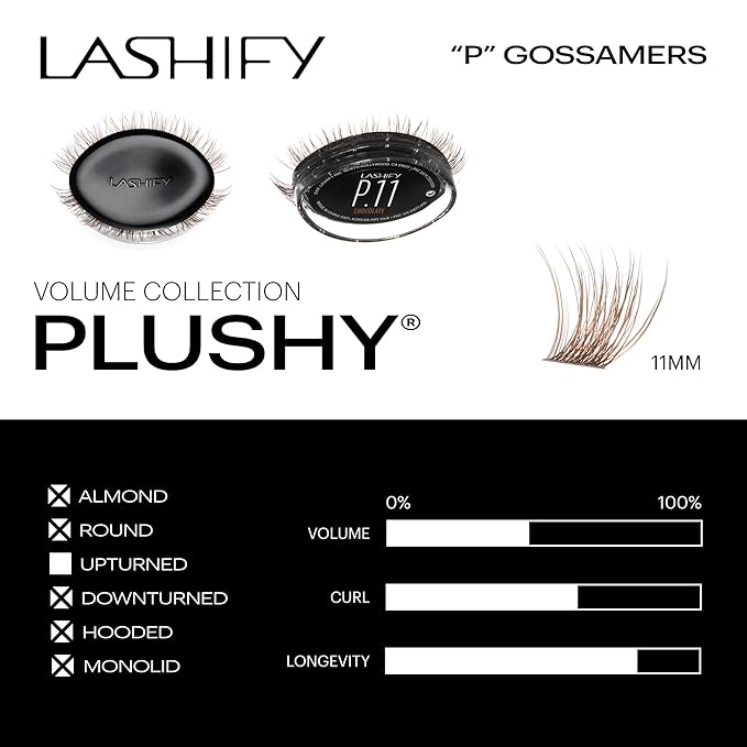 Lashify Plushy 11mm Gossamer Lashes in Chocolate Color, Easy DIY False Lashes for a Voluminous Yet Still Natural Look