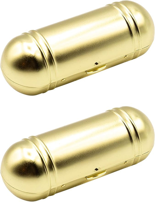 Stephanie Imports Set of 2 Capsule Shaped Lipstick Cases With Glass Mirror (Gold Bands)