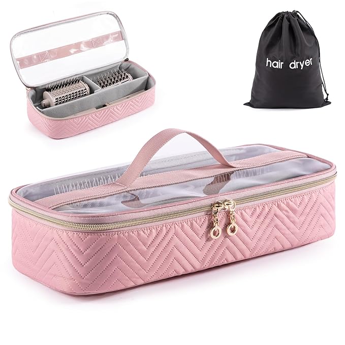 Hair Tools Travel Case with Black Hair Dryer Bag, Hair Tools Travel Carrying Case for Shark FlexStyle/SmoothStyle - Hair Air Wrap Dryer Case Flat Curling Iron Travel Organizer