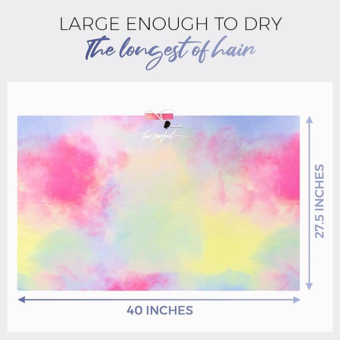 Microfiber Hair Towel Wrap for Women - Gift and Travel - Smooth like Silk - Curly, Wavy, Straight Hair Girls - Plopping Essential - Anti-Frizz, Fast Drying, Works Better than a Cotton T-Shirt