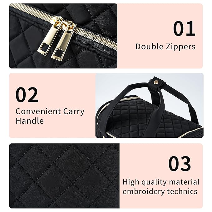 Nail Polish Organizer Case Fits a Nail Lamp and 40 Bottles,Stylish Nail Organizer with Side Pockets for Gel Polish Remover,Nail Supplies Set (Patented,Bag Only)-Black01