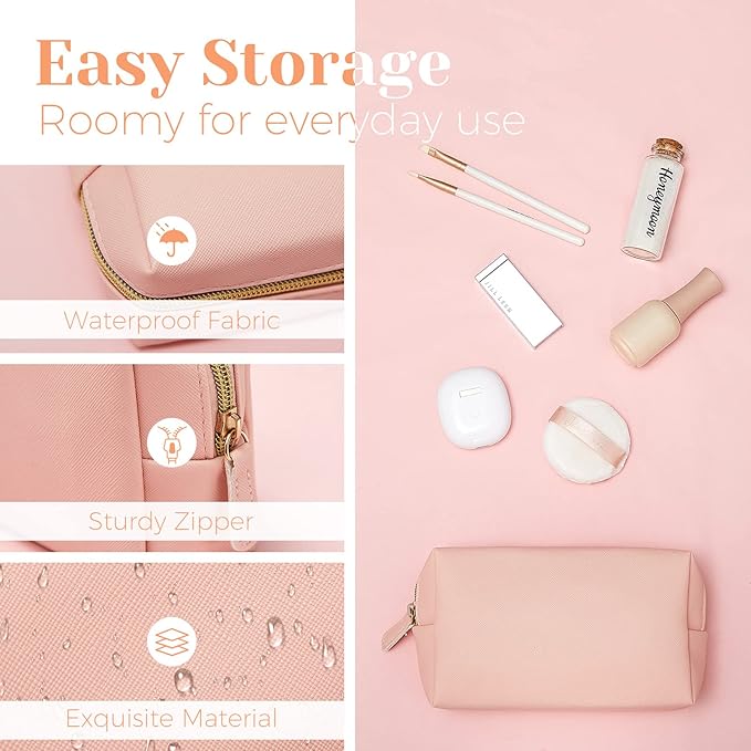 8 Pcs Makeup Bag Pu Leather Cosmetic Pouch Waterproof Small Toiletry Bag Portable Cosmetic Organizer Water Resistant Storage Purse for Lady Women Daily Storage Travel Organizer (Soft Colors,Medium)