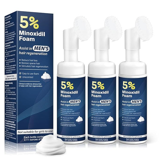 5% Minoxidil Foam for Men Hair Growth Foam Suitable for Hair Thinning Receding Hairline and Hair Loss to Hair Regrowth Get Thicker Fuller Hair 3 Bottles 2.11 Ounces Each