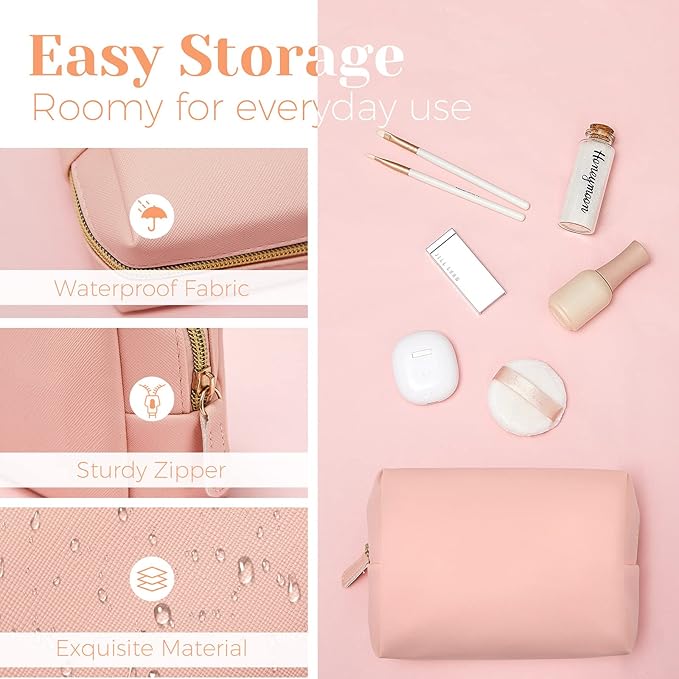 8 Pcs Makeup Bag Pu Leather Cosmetic Pouch Waterproof Small Toiletry Bag Portable Cosmetic Organizer Water Resistant Storage Purse for Lady Women Daily Storage Travel Organizer (Soft Colors,Large)