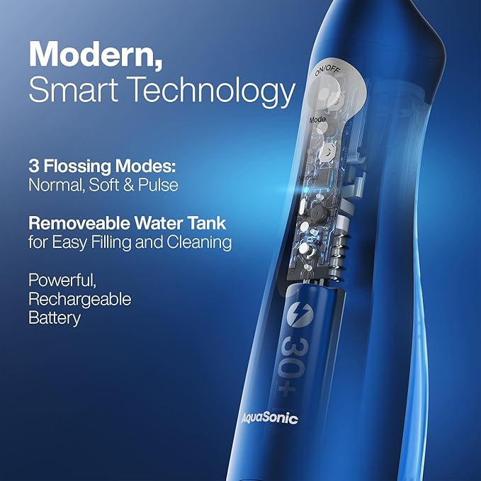 AquaSonic Water Flosser - Cordless Rechargeable Water Flossers for Teeth Cleaning - Waterproof Aqua Flosser, Portable Oral Irrigator for Dental Cleaning with 5 Jet Tips – Braces Home Travel