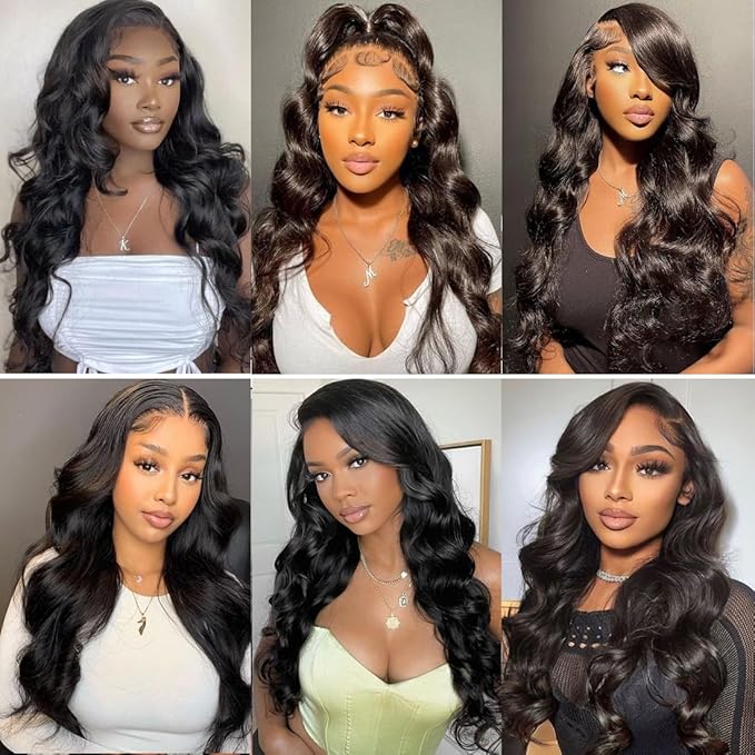 13x4 Body Wave Lace Front Wigs 32 Inch HD Transparent Lace Front Wigs for Black Women Human Hair 180% Density Glueless Wigs Human Hair Pre Plucked with Baby Hair Natural Black