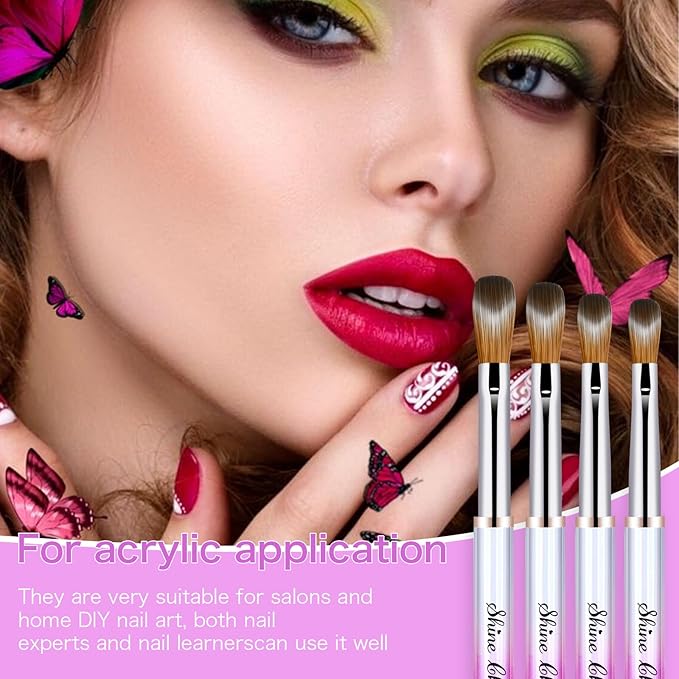 6Pcs Acrylic Nail Brushes Set, Kolinsky Acrylic Nail Art Brush, Art Design & Polish Mistake Cleaning Manicure Tools for Women Acrylic Application (Size 4 6 10 12 14 16)
