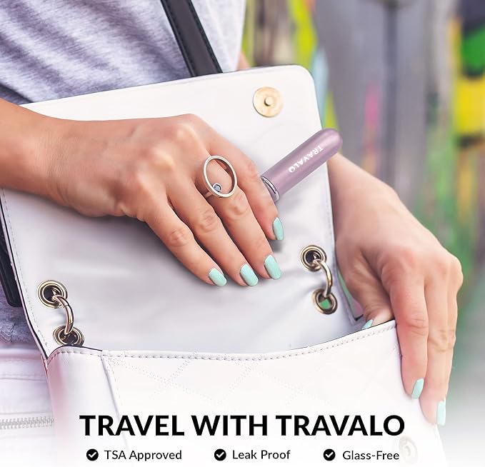 Travalo LUX Perfume Atomizer | Travel Refill U-Change System TSA Approved | Reusable Airtight Easy Fill Mini Pump Sprayer | Lightweight Portable | Brushed Polished Metal Alloy Outer Shell Black 0.17oz