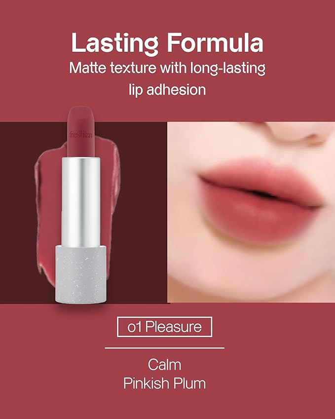 Sensual Vegan Lipstick Blur (01 Pleasure, 0.12oz) - Long-Lasting Formula, Lightweight Matte Lipstick, Korean Makeup. Shea Cocoa Butter, Vegan.