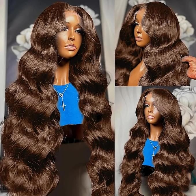 13x6 Lace Front Wigs Human Hair 200 Density Hd Body Wave Lace Front Wigs Human Hair Chocolate Brown Lace Front Wig Human Hair Pre Plucked With Hairline Glueless Wig for Black Women 22 Inch Brown Wig