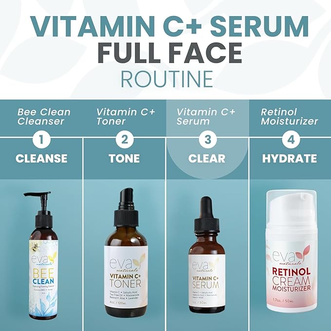 Vitamin C Serum Plus With Hyaluronic Acid, Retinol, Niacinamide, Salicylic Acid - Anti Aging Serum, Skin Clearing, Skin Brightening for Dark Spots (2 oz)