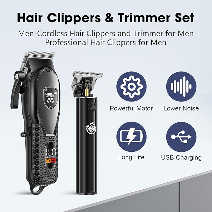 Professional Hair Clippers Set for Men,Cordless Rechargeable Clippers Set and Trimmers Kit, Haircut Clipper Set for Barbers with LED Display, Gifts for Men