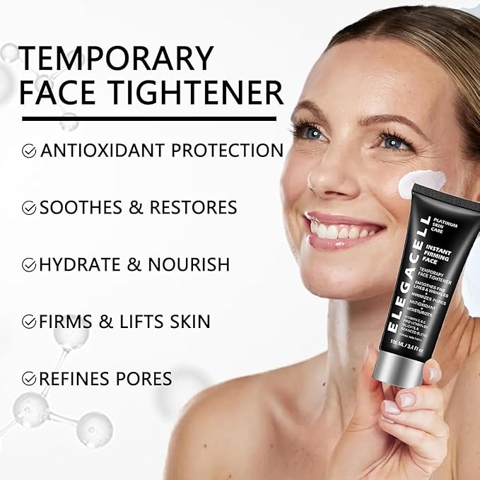 Elegacell Face Tightener Instant Face Lift Cream Temporary Frim Skin Tightening and Lifting Cream-Smooth the Look of Fine Lines - Daily Moisturizer for Women and Men - 100ml, 3.4 fl.oz