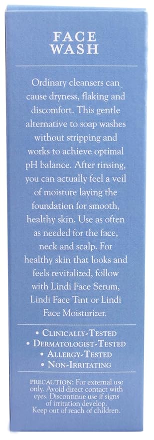 Lindi Skin Face Wash for Dry & Sensitive Skin - Gentle, Moisturizing Formula That Hydrates & Refreshes Your Body and Scalp - Reduce Facial Rashes, Redness, and Iitching (4 fl oz)