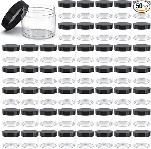50 Pieces 4oz Plastic Jars with Lids Clear Round Cosmetic Container Empty Storage Jars for Makeup,Jewelry,Samples,Travel Storage