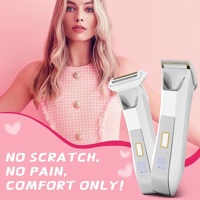 Electric Razors for Women & Men- Bikini Trimmer Women- Manscape Ball Trimmer for Men,Wet/Dry Men's Electric Shavers,No Nicks, No Cuts, Rechargeable & Waterproof Body Shaver,White