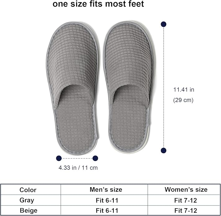 SPA Guest Slippers, 6/12 Pairs Reusable Washable Unisex Spa Slippers for Hotel Bedroom Wedding Party Travel