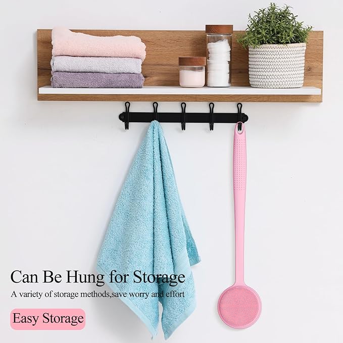 VWMYQ 2 Pack Back Scrubber for Shower, 17in Lengthen Long Handle Body Brush, Double Sided Shower Brush for Shower Exfoliating and Massage Can Produce Rich Foam, Long Handle Back Scrubber for Men