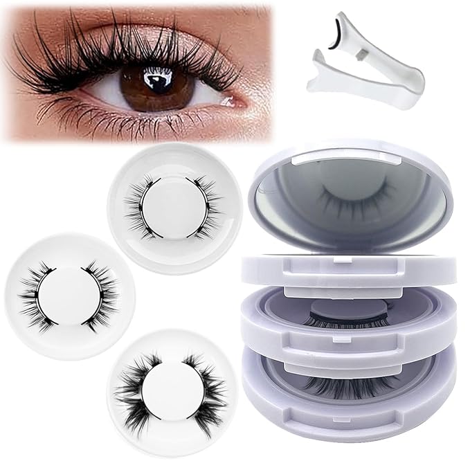 Meylora Magnetic Lashes,Meylora Magnetic Eyelashes with Applicator Reusable Magnet Eyelashes without Eyeliner Natural Look No Glue or Liner Needed(Natural+Iris+Fox)