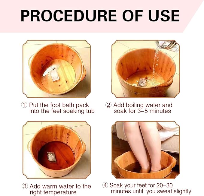 30 Pack Natural Plant-Based Sachets 900g Foot Soak Spa Foot Bath 泡脚袋 北京同仁堂艾草泡脚药包 泡脚包 足浴包 使用泡脚桶更合适