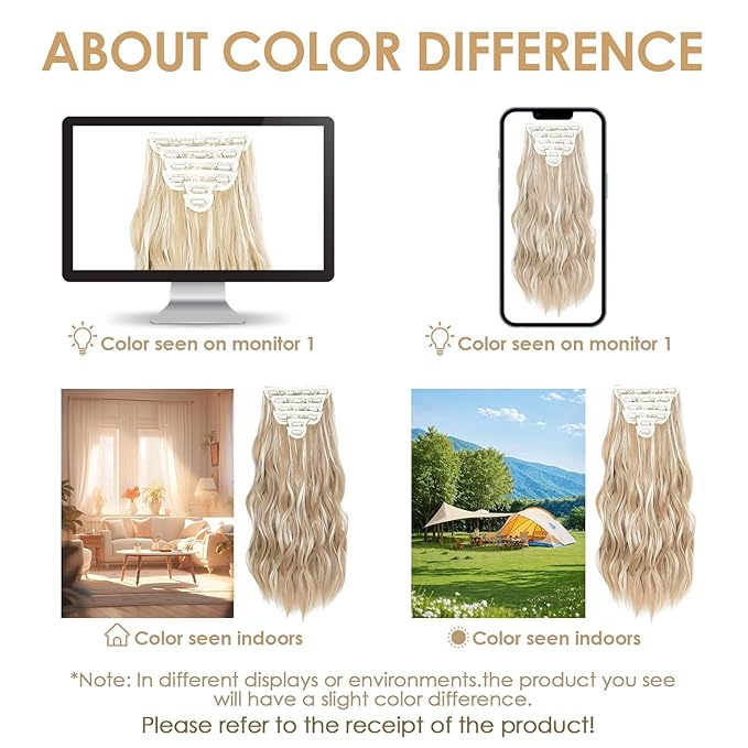 Clip in Hair Extensions for Women - 20 Inch Long Wavy Brown Extensions, 6PCS Light Brown & Blonde Hairpieces that Blend Naturally with Your Real Hair (20 Inch, Light Brown & Blonde)