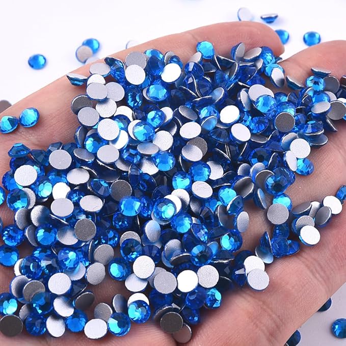 Blinginbox Flatback Rhinestones Bulk,14400pcs Crystal Round Loose Gemstones Glass Rhinestones for Crafts Makeup Nail Art Clothes Shoes DIY Decorations(SS20,4.6-4.8mm,Capri Blue)