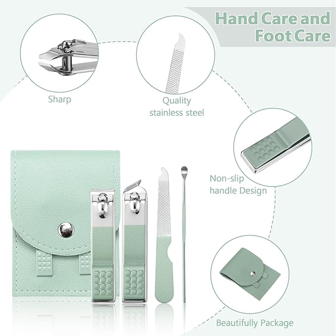 Lasnten 24 Set Manicure Set Bulk Nail Clippers Grooming Nail Kit Stainless Steel Professional Pedicure Kit Pedicure Tools with Travel Case Gifts for Men Women Personal(4 in 1,Fresh Colors)