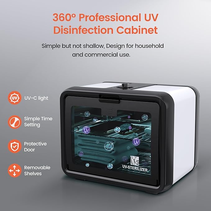 UV Sanitizer Cabinet Professional Disinfection Box 8L Capacity for Salon Tools, Manicure Set, Smartphones and Home Use