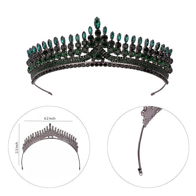 LIMELIA Women's Tiara for Henna Wedding Party|Glitter Hair Accessories for Bridal Birthday Pageant Prom Halloween Cos-play Christmas Party|Antares-Green