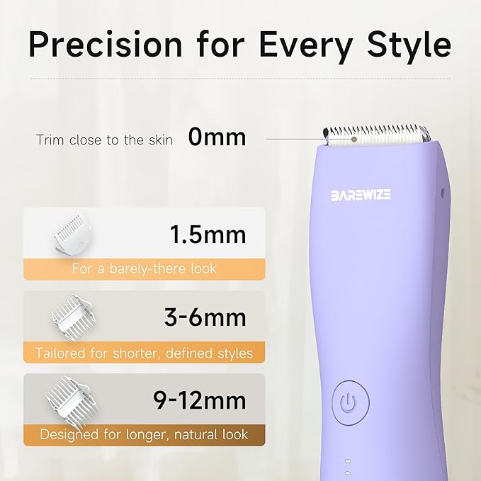 Bikini Trimmer for Women, Legs & Pubic Hair Trimmer | Waterproof, Type-C Rechargeable, LED Light, Replaceable Blade, Electric Razors for Women, Womens Body Shaver (Lilac Purple)