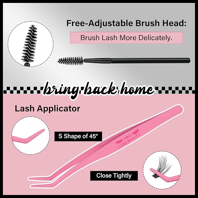 DIY Lash Extension Kit 300 Pcs Lash Clusters D Curl, Mix Eyelash Clusters Individual Lashes Kit Lash Bond And Seal Lash Remover Eyelash Brush Lash Tweezer Self Apply At Home(40D-9-18mix Kit)