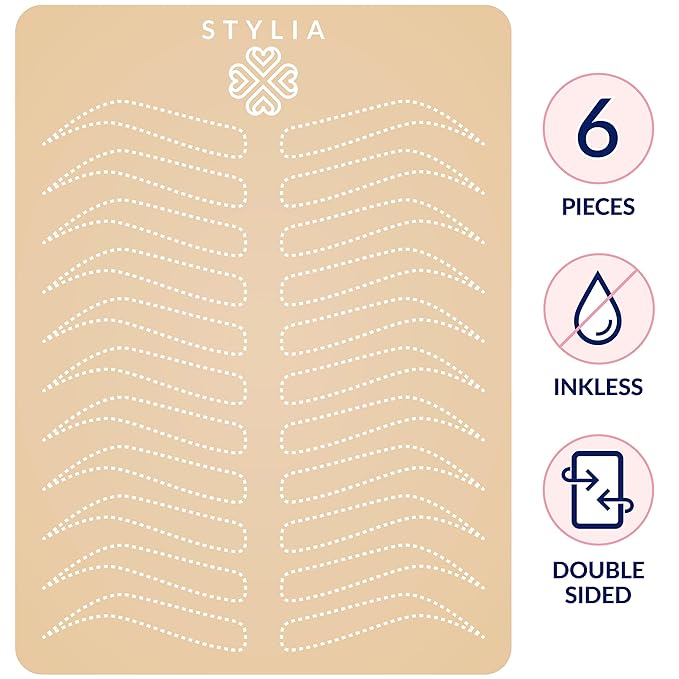 Stylia Microblading Eyebrow Practice Kit (6 PC) - Realistic 3mm Tattoo Skin, Multipurpose Fake Skin for Tattoo Artists
