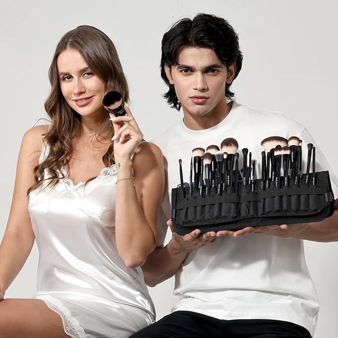 Makeup Brush Set 25 pcs Black Professional Kabuki Powder Concealers Eye shadows Blush Eyeliner Eyebrow Contour Eye blending Brushes