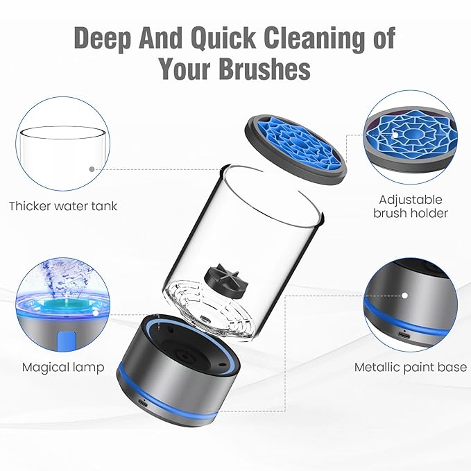 Electric Makeup Brush Cleaner Machine - Ultra Fast Rechargable Make Up Brush Washer and Dryer - Automatic Cosmetic Brush Cleanser Tool Clean for Beauty Women, Girls Gift