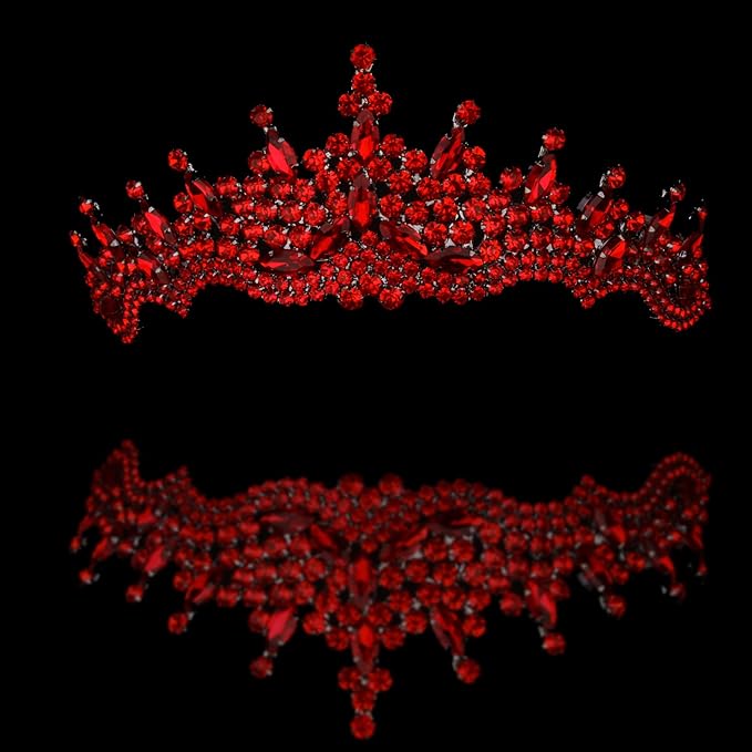 LIMELIA Women's Tiara for Henna Wedding Party|Glitter Hair Accessories for Bridal Birthday Pageant Prom Halloween Cos-play Christmas Party|Dence-Burgundy