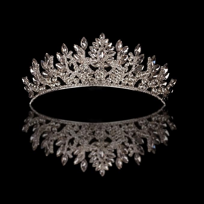 LIMELIA Women's Tiara for Henna Wedding Party|Glitter Hair Accessories for Bridal Birthday Pageant Prom Halloween Cos-play Christmas Party|Danver-Silver