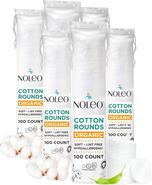 Organic Cotton Rounds Compatible with Makeup Products, Eye Makeup Remover Pads and Baby Wipes, Small, 600 Count - Noleo