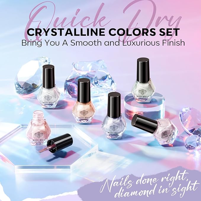 modelones Cat Eye Nail Polish Set, 6 Colors Magnetic Silver Pink Red Purple Quick Dry Mini Nail Lacquer Kit, Green Orange Blue Long Lasting Crystal Velvet Manicure Home DIY Fall Gift for Women Girl
